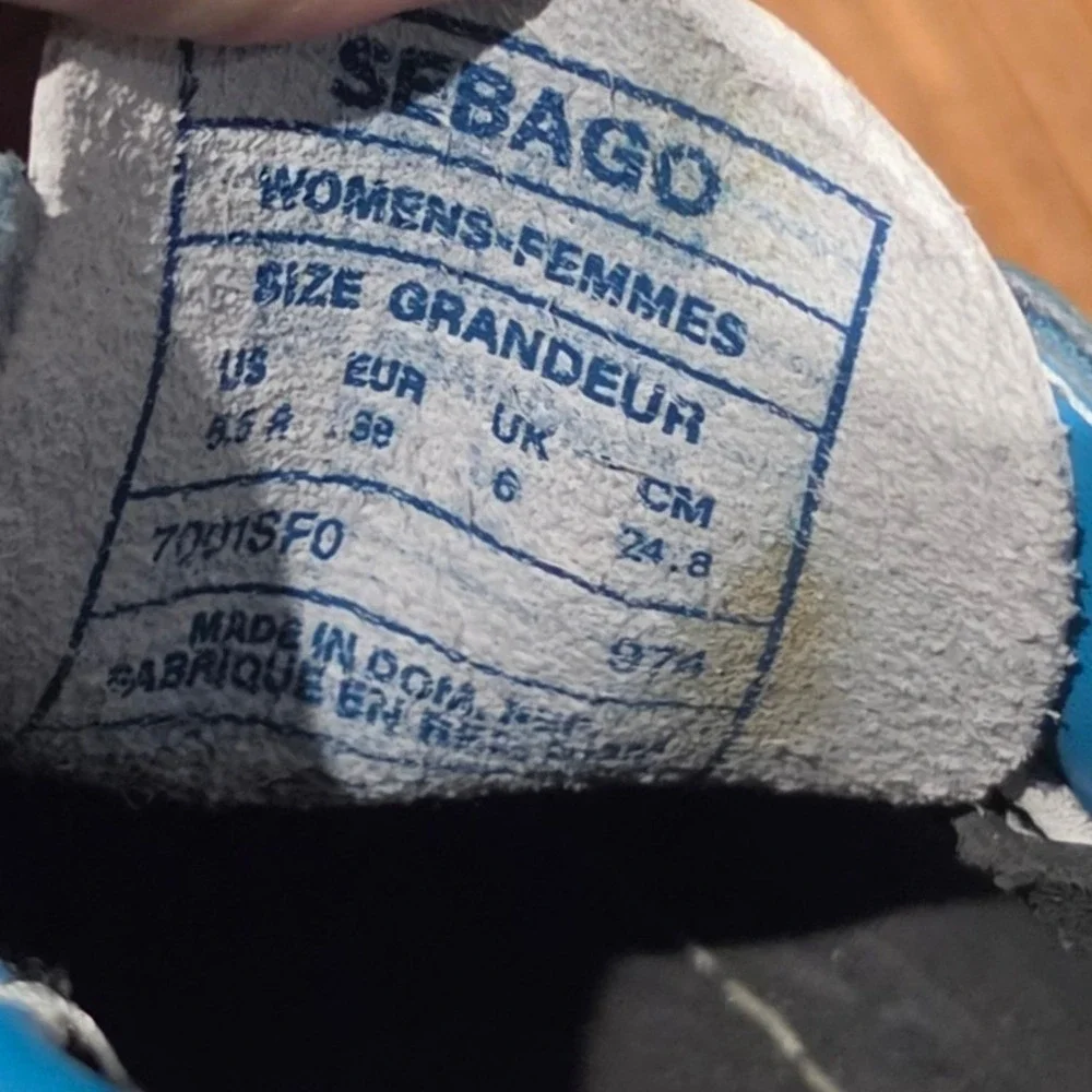 Sebago Womens Docksides Portland Spinnaker Boat Shoes Blue White Leather 8.5